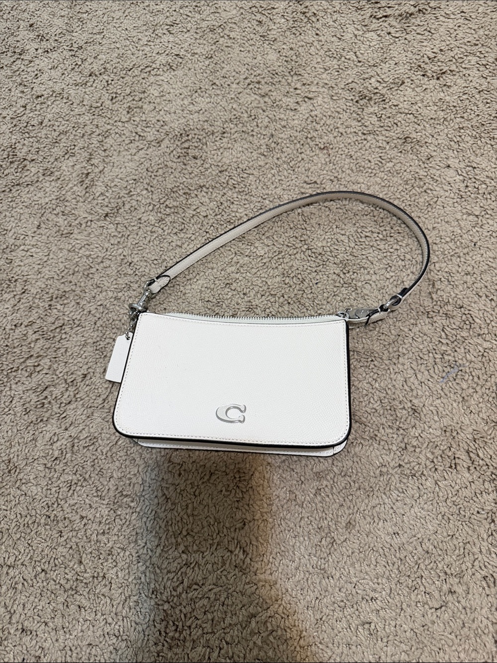Coach White Mini Shoulder Bag with Silver Hardware